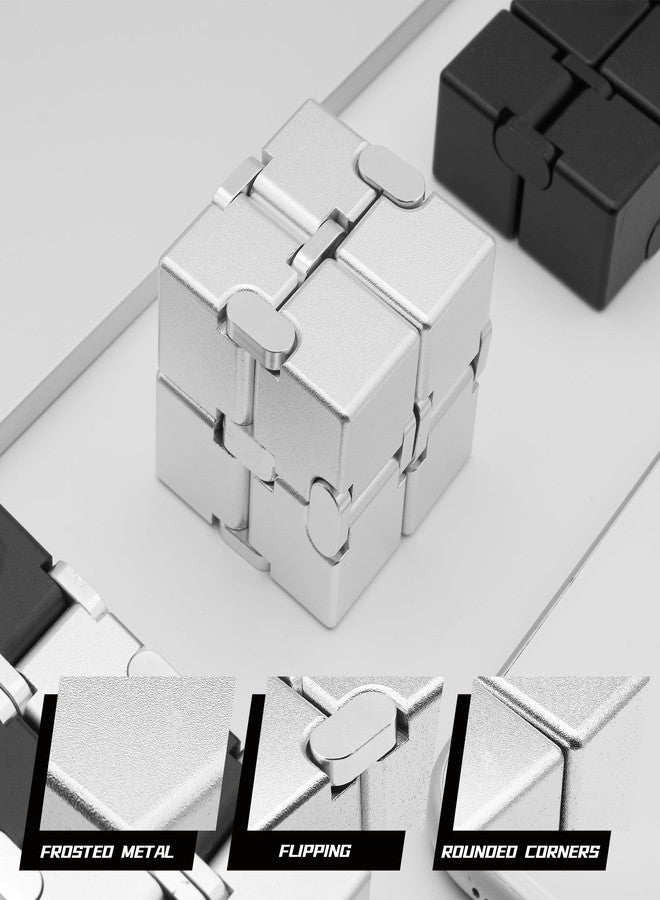 DOLASEV Metal Infinity Cube, Aluminum Alloy Infinity Cube with Case, Handheld Fidget Cube Desk Fidget Toys for Relieve Stress Anxiety ADHD EDC (Silver) - Image 4
